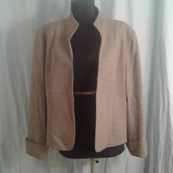 Lafayette 148 Evening Jacket 14 Virgin Wool Black Cream Shoulder Pads Vintage - Picture 1 of 9